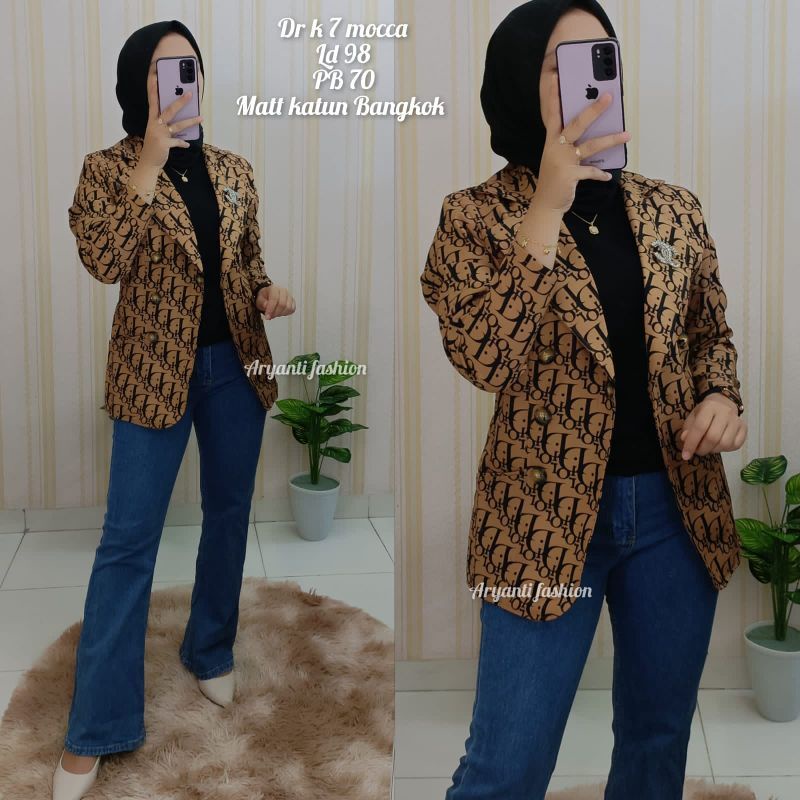 blazer motif D katun bkk import standar jumbo