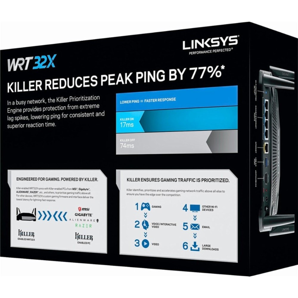 Linksys WRT32X Dual Band WiFi Gaming Router Wireless with KillerEngine