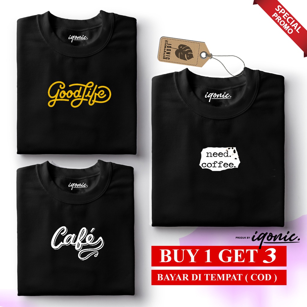 KAOS DISTRO PRIA WANITA Beli 1 Pcs Gratis 2 Pcs  HITAM HITAM HITAM text hitam putih ARTIKELGNC