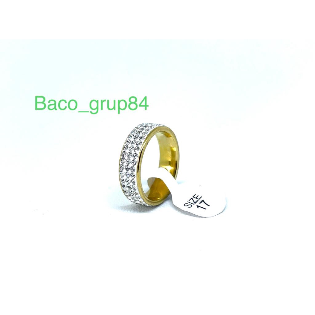 Cincin Titanium Full Mata Kuning (C44) Anti Karat Awet Selamanya