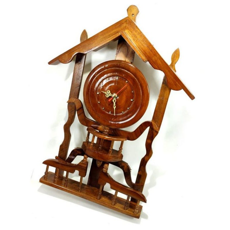 Detail Produk Jam Dinding Unik Bentuk Rumah Kayu Jati Asli
