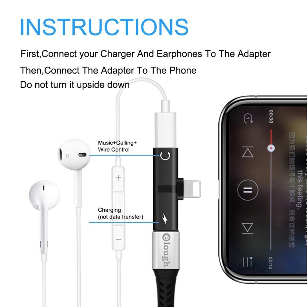 Iphone 7 7 plus 8 8 plus x xrxs xs max pengisian audio earphone kabel splitter fungsi ganda