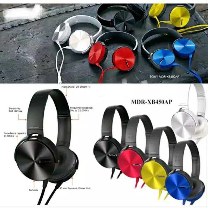 Headphone Headset Bando Kabel XB450 J BL Branded Extra Bass MDR-XB450AP 450-0