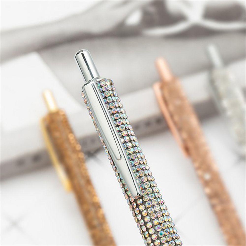 【 ELEGANT 】 Ballpoint Pen Kantor Hadiah Bisnis Mewah Berlian Logam Sparkling Signature Pen