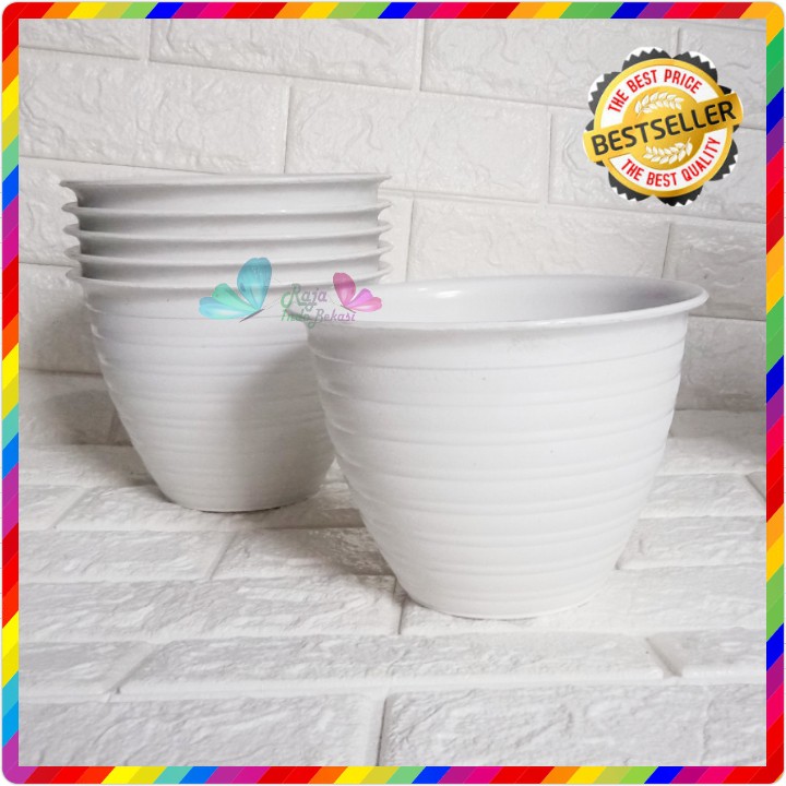 Pot TAWON Madu 20 Putih ukuran 18cm - Super Tawon 18 21 Mirip Pot Tawon 18 Cm - Pot Bunga 18CM Plastik - Bukan Pot Hitam Lebah 20