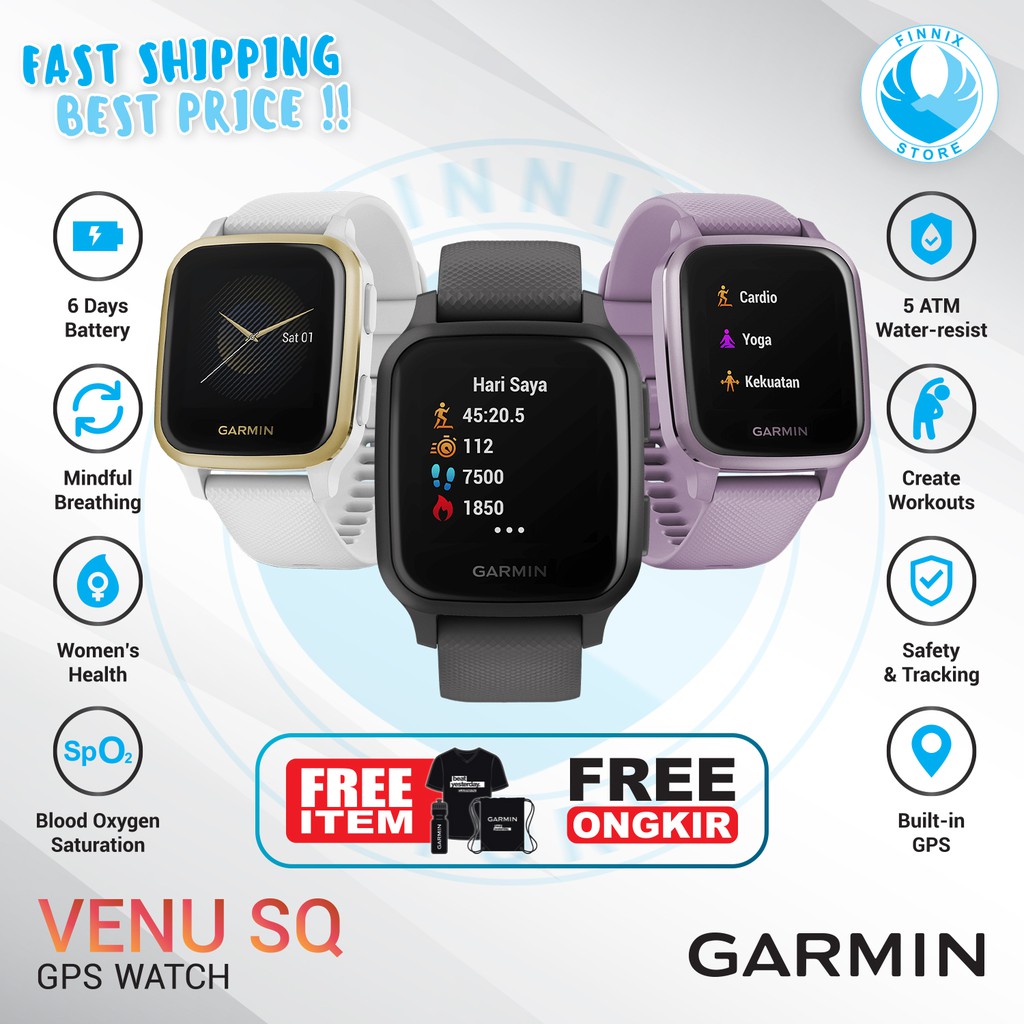 Garmin Venu SQ / Venu SQ MUSIC Smartwatch Garmin Square - Garansi Resmi