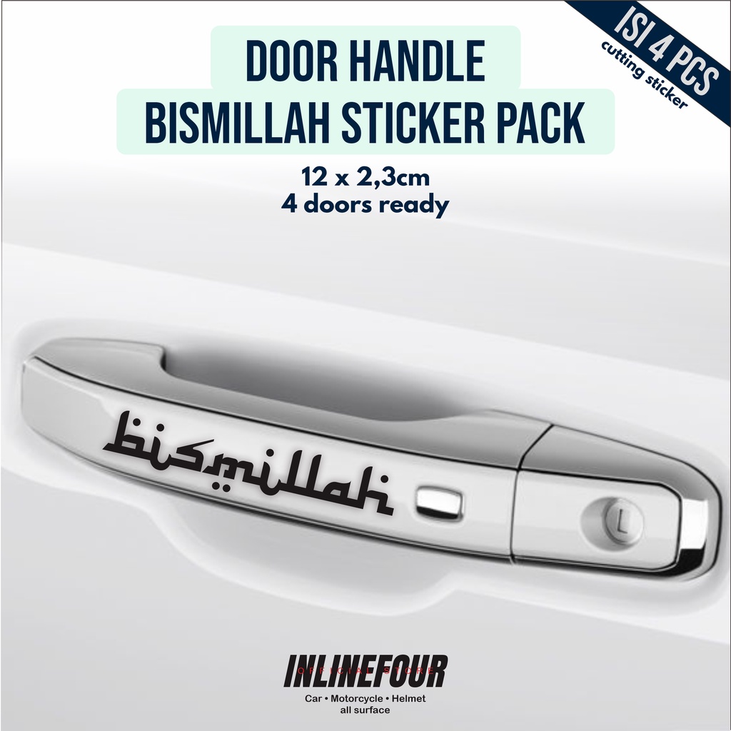 

Stiker Cutting Motor BISMILLAH Sticker Pack Arab Muslim Handle Pintu Mobil Berkualitas 4pcs