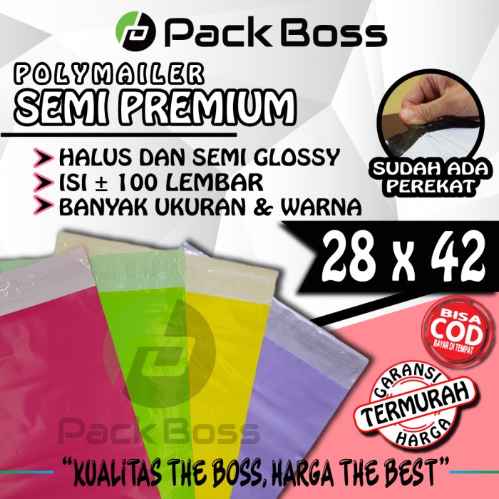 

MENYURAT-SURAT- TERMURAH POLYMAILER 28X42 (ISI ±100) HARGA THE BEST KUALITAS THE BOSS - HITAM NON