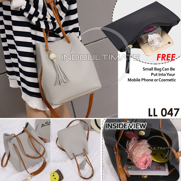 Tas Selempang Wanita LL-047 Tas Import Wanita Sling Bag + Dompet Wanita Clutch Wanita Top Handle Bag