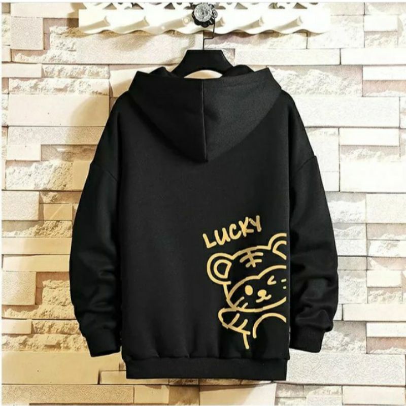 LUCKY LION Hoodie Sweater Oversize Pria Wanita Outerwear Fashion Terkini Ala Korea Casual OOTD