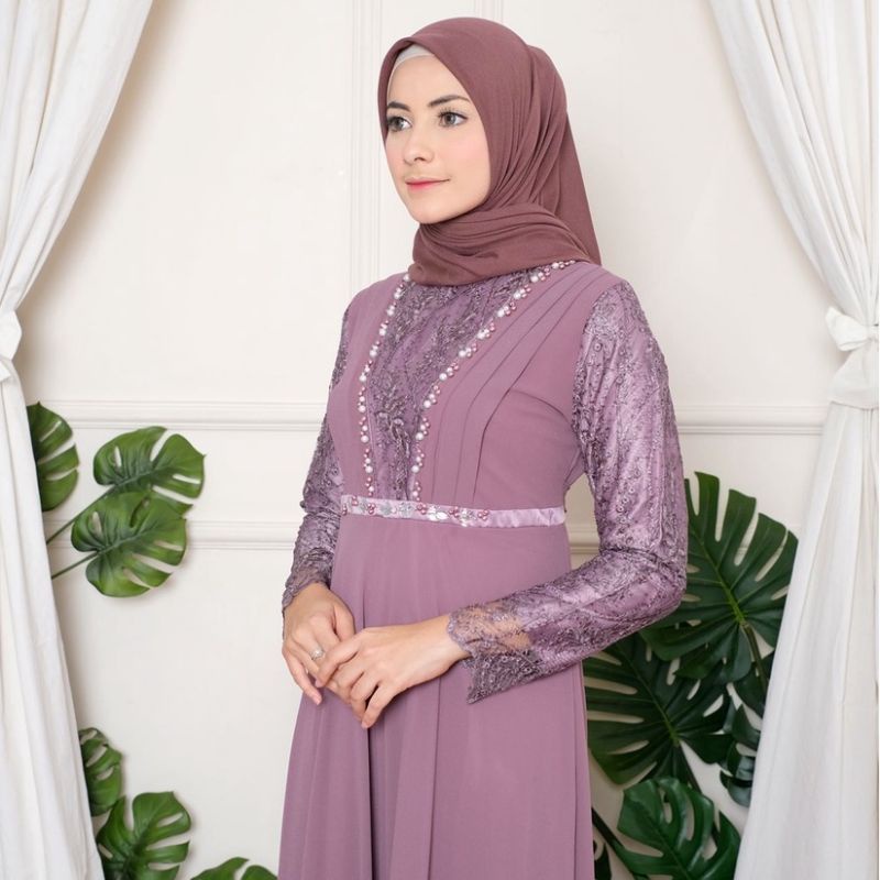 Permata Olshop / Nabila Dress NF / Gamis Pesta Mewah / Kebaya Gamis Modern / Dress Kondangan / Gamis / Kebaya Modern