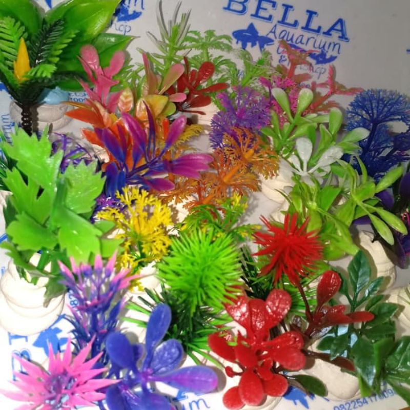 Tanaman Hiasan Aquarium Plastik Size MINI 5cm Hiasan Tanaman Hiasan Aquarium Plastik Size MINI 5cm Hiasan