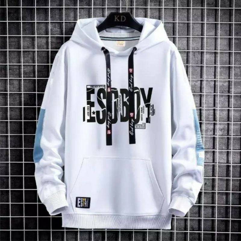 SWEATER PRIA - ESOBOY HOODIE JUMPER - BAHAN TEBAL DAN LEMBUT - HARGA TERMURAH - UNISEX WANITA-Esoboy Putih