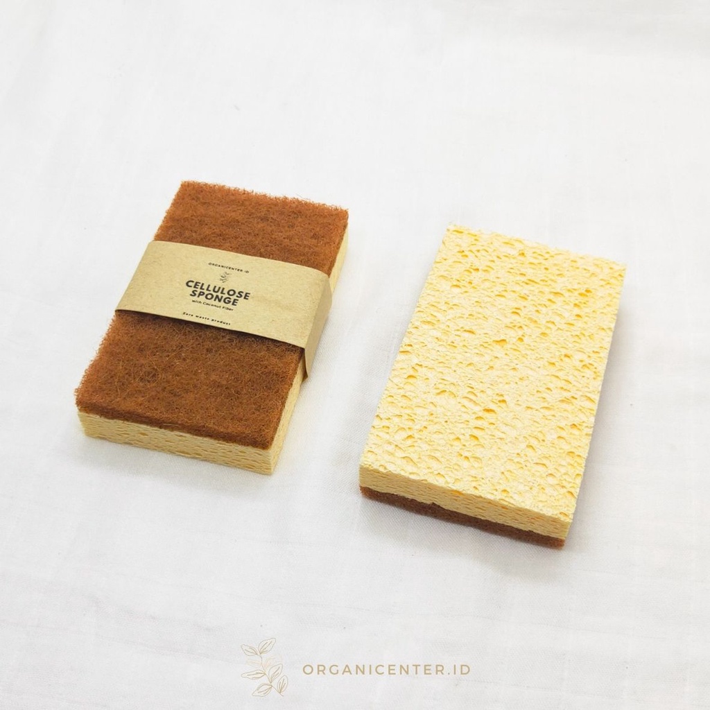 Spons Selulosa Natural Cellulose Sponge With Coconut Fiber Spons Cuci Piring Ramah Lingkungan Zero Waste Dapur Eco Friendly