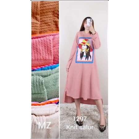 Midi Viral Sablon Slebew Bahan Knit Premium