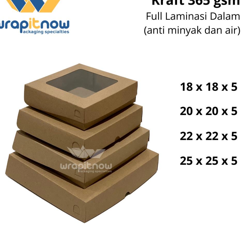 

➵Baru✹➵ (isi 50 pcs) Dus Kraft 20x20x5 Laminasi// dus pizza/ dus roti sobek/ box kraft/ dus kurma/ pabrik dus 39