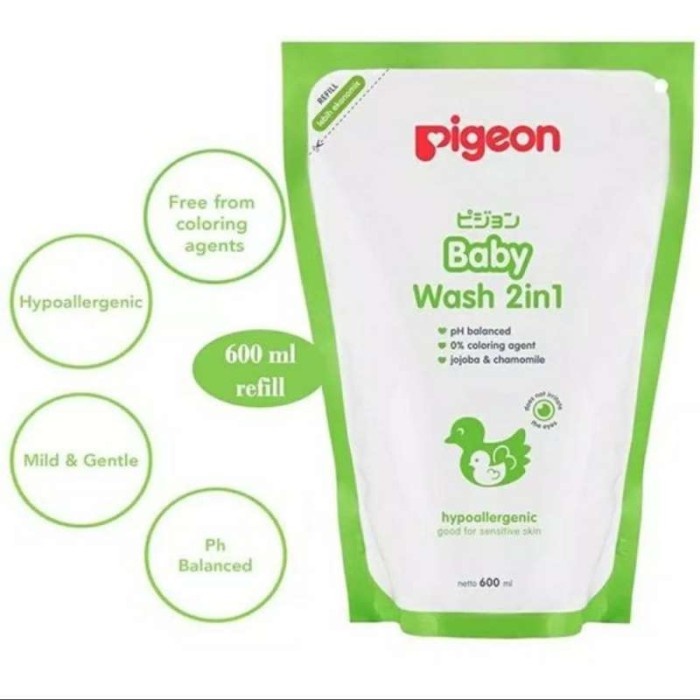 Pigeon Baby Wash Chamomile Paraben Free 2in1 Refill 600 ml