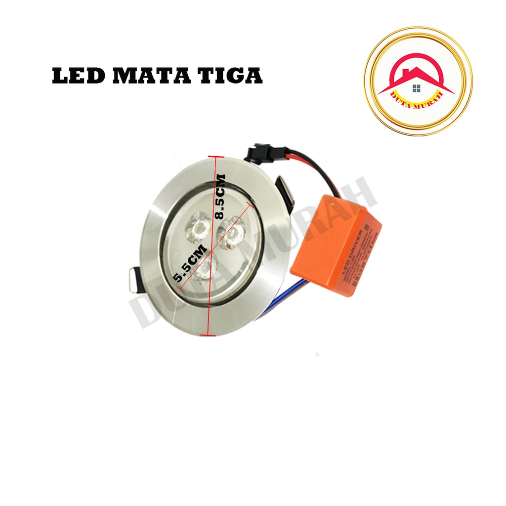 Lampu LED Downlight Panel 3W 3 Mata