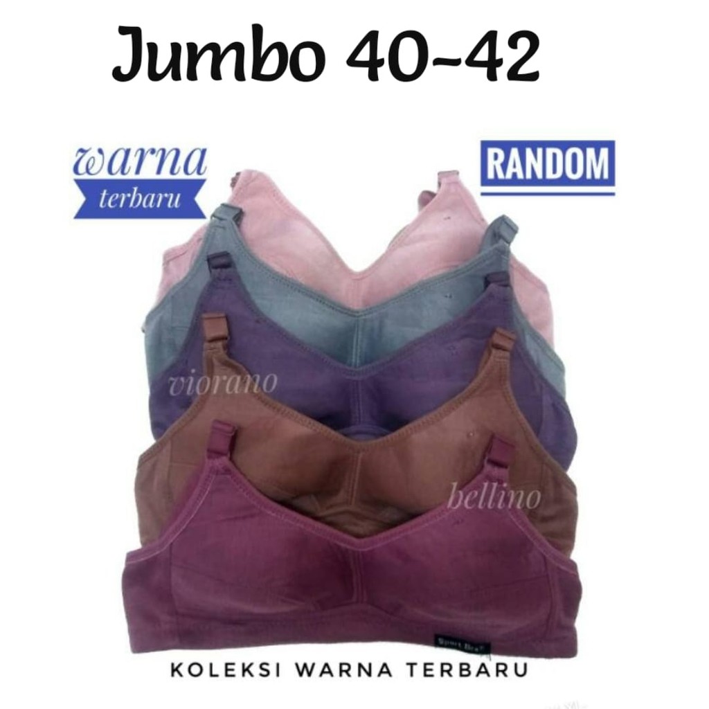 40-42 Sport Bra hanna Bh Tanpa Kawat Tanpa Busa Pakaian Dalam Wanita Jumbo Bra Big Size Bh Wanita