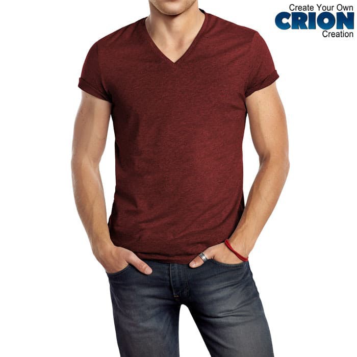 Kaos Polos - V neck Premium Cotton (Maroon Melange)