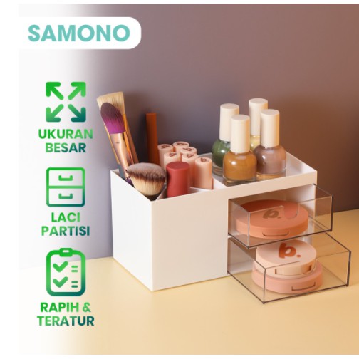 Rak Kosmetik Mini Organizer Plastik Kotak Penyimpanan Barang Multifungsi 2 Susun