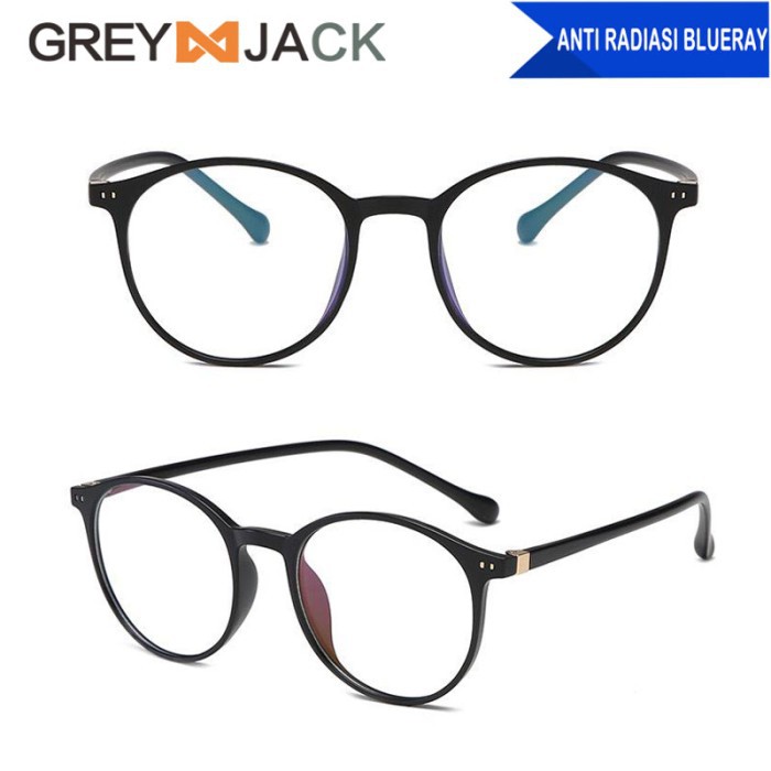 Grey Jack Kacamata Frame antiradiasi blueray dewasa unisex TR90 8083 - C1 Black glossy Murah