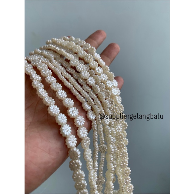 Mutiara Sintetis bunga matahari 8MM WHITE PEARL manik gelang kalung