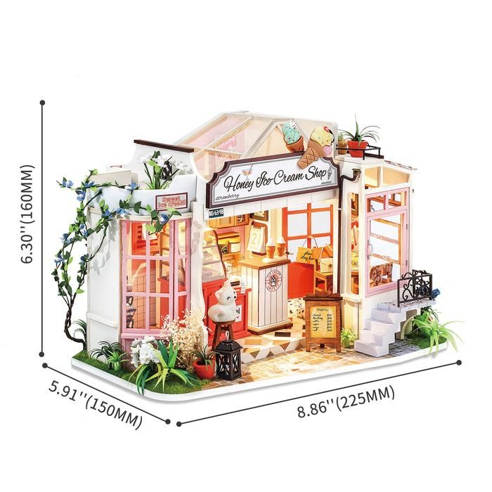 ROLIFE Robotime Rolife Honey Ice-cream Shop DG148 DIY Miniature Wooden Dollhouse Hobby Toy Collection