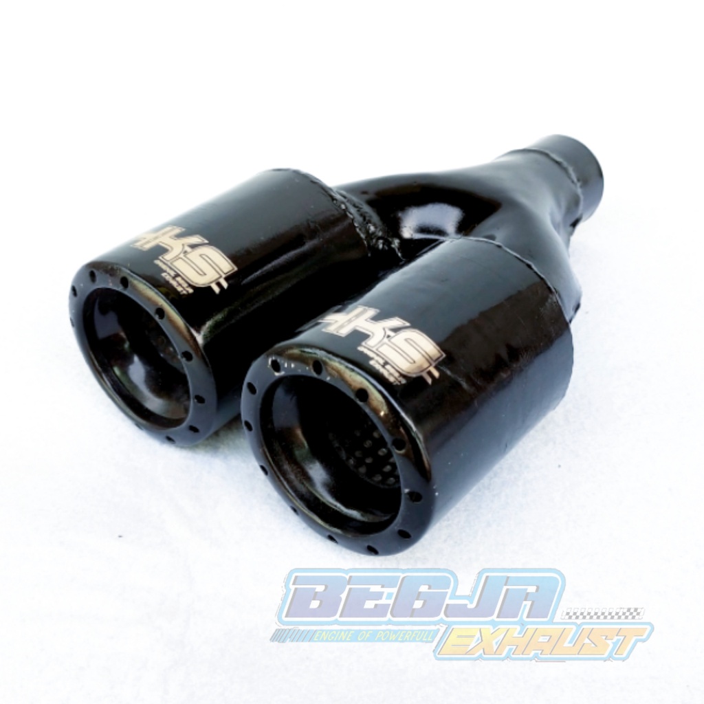 KNALPOT MOBIL RACING HKS BLACK CABANG ORIGINAL BEGJA EXHAUST