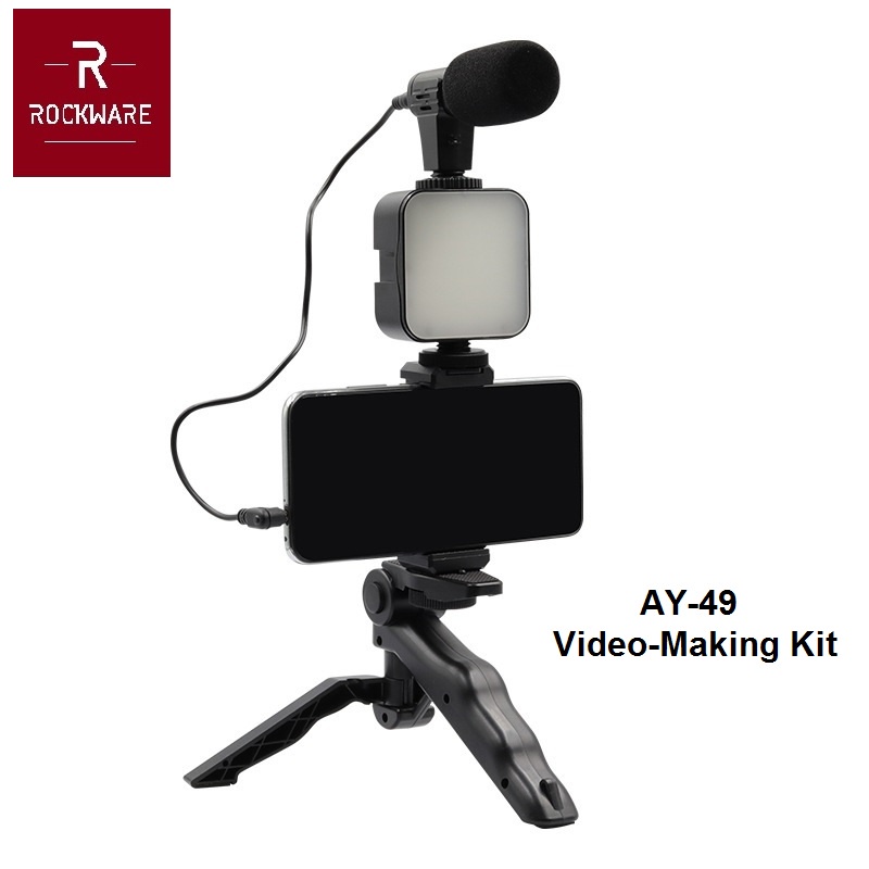 ROCKWARE AY-49 - Perlengkapan Vlogging untuk Smartphone Lengkap