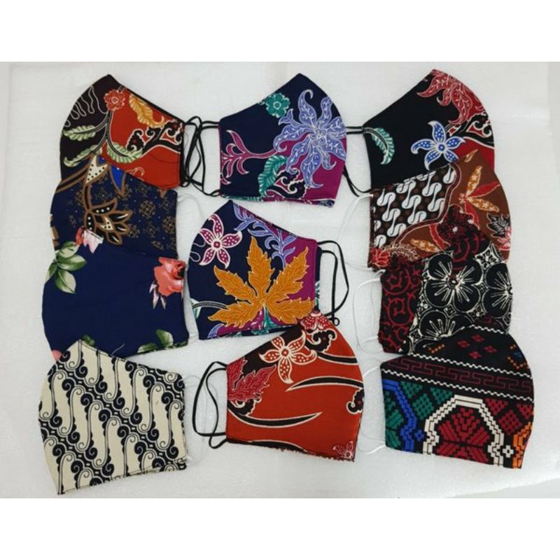 MASKER BATIK 3 lapis hijab nonhijab dan 2 lapis masker batik kain katun batik souvenir pernikahan