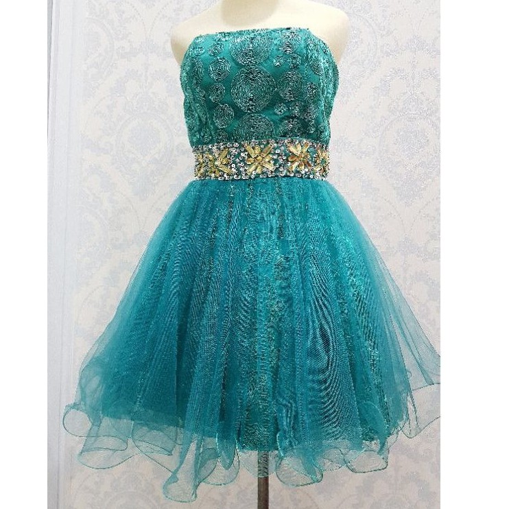 DRESS PENDEK RENDA TILE HIJAU TOSCA