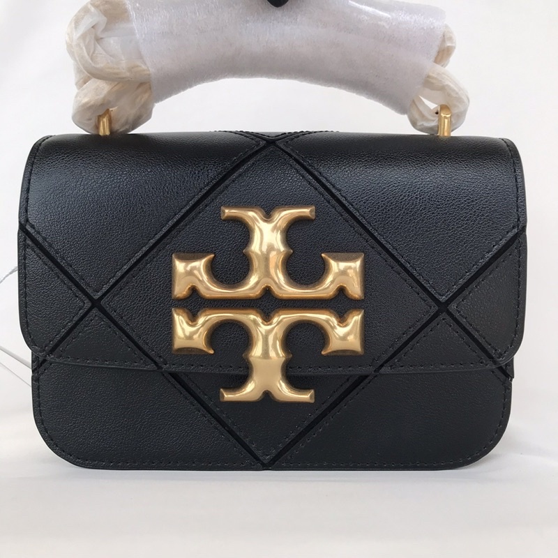 TB Eleanor Diamond Quilt Small Convertible Shoulder Bag Black