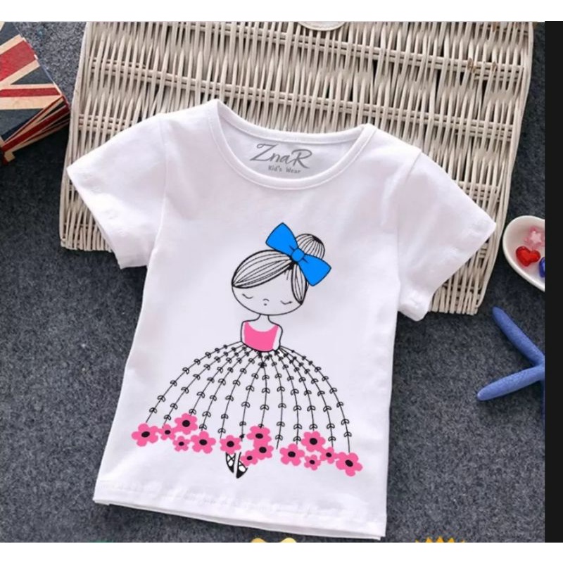 Baju bayi atasan kaos bayi usia 3-9 bulan-36 Putih Putri
