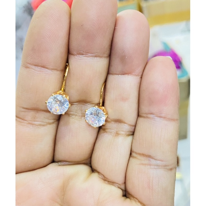 Anting wanita lapis emas // anting permata // anting replika emas berlian // perhiasan