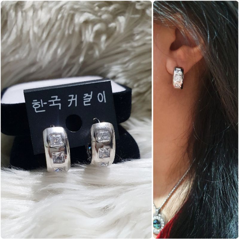 Anting Silver925 Perak Premium Quality Mata kilau Anti Karat anti alergi anting premium N-041