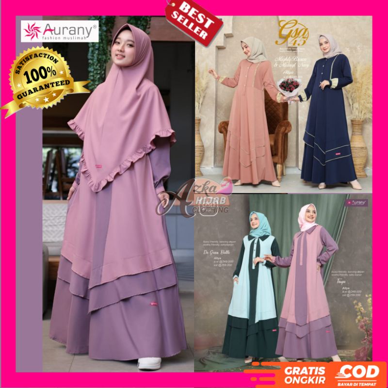 BAJU GAMIS AURANY TERBARU GSA 44 GSA 45 / GAMIS SIMPLE ELEGAN / GAMIS REMAJA KEKINIAN / DRESS GAMIS 