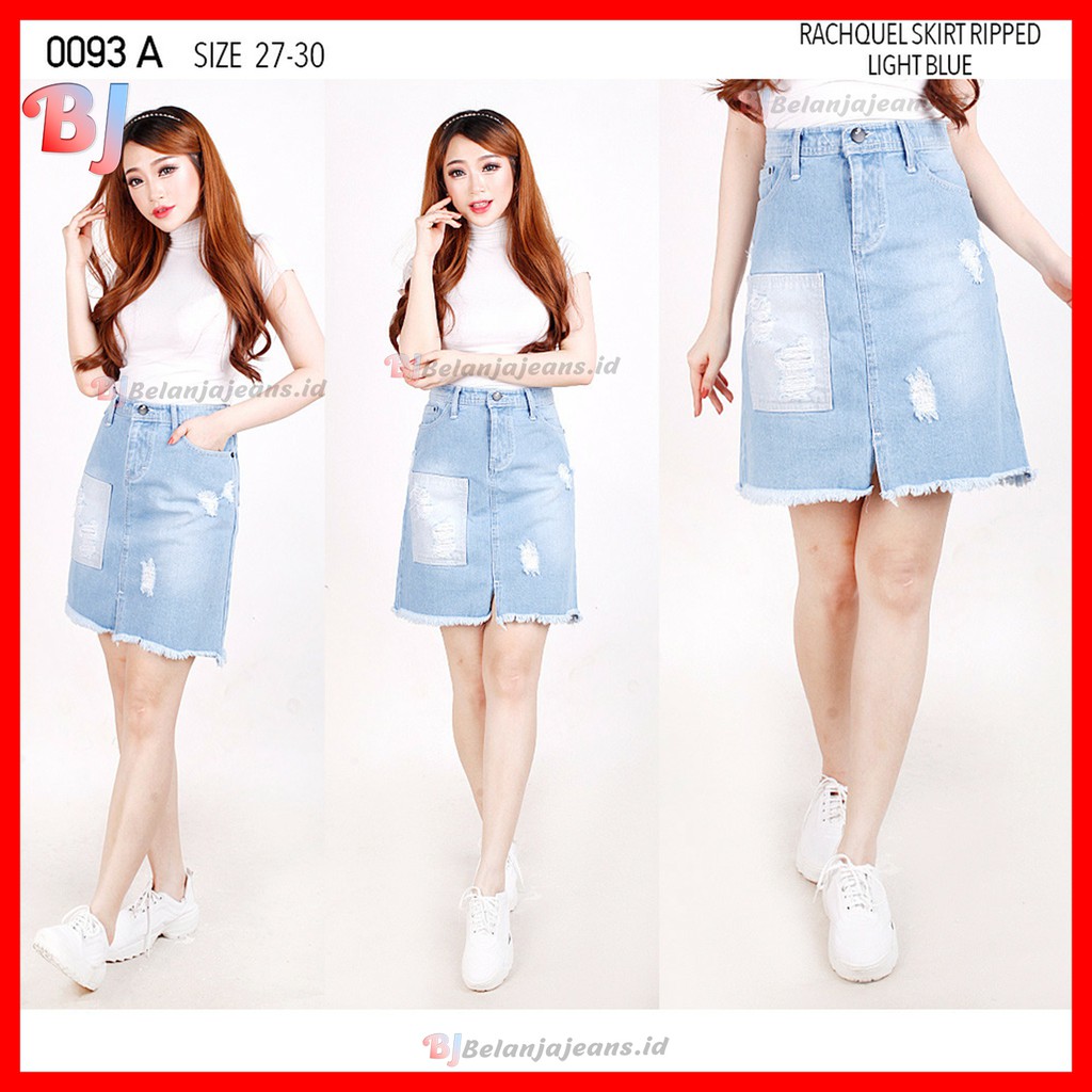 27- 30 | ROK JEANS SELUTUT RIPPED MIDI PENDEK SKIRT SOBEK ROK SEPAN PENSIL SPAN PREMIUM MOTIF ROBEK