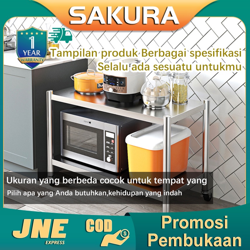 Weyon Sakura rak dapur 5 lapisan rak dapur stainless rak penyimpanan stainless steel rak rak penyimpanan dapur(ZWJ-A50-5)