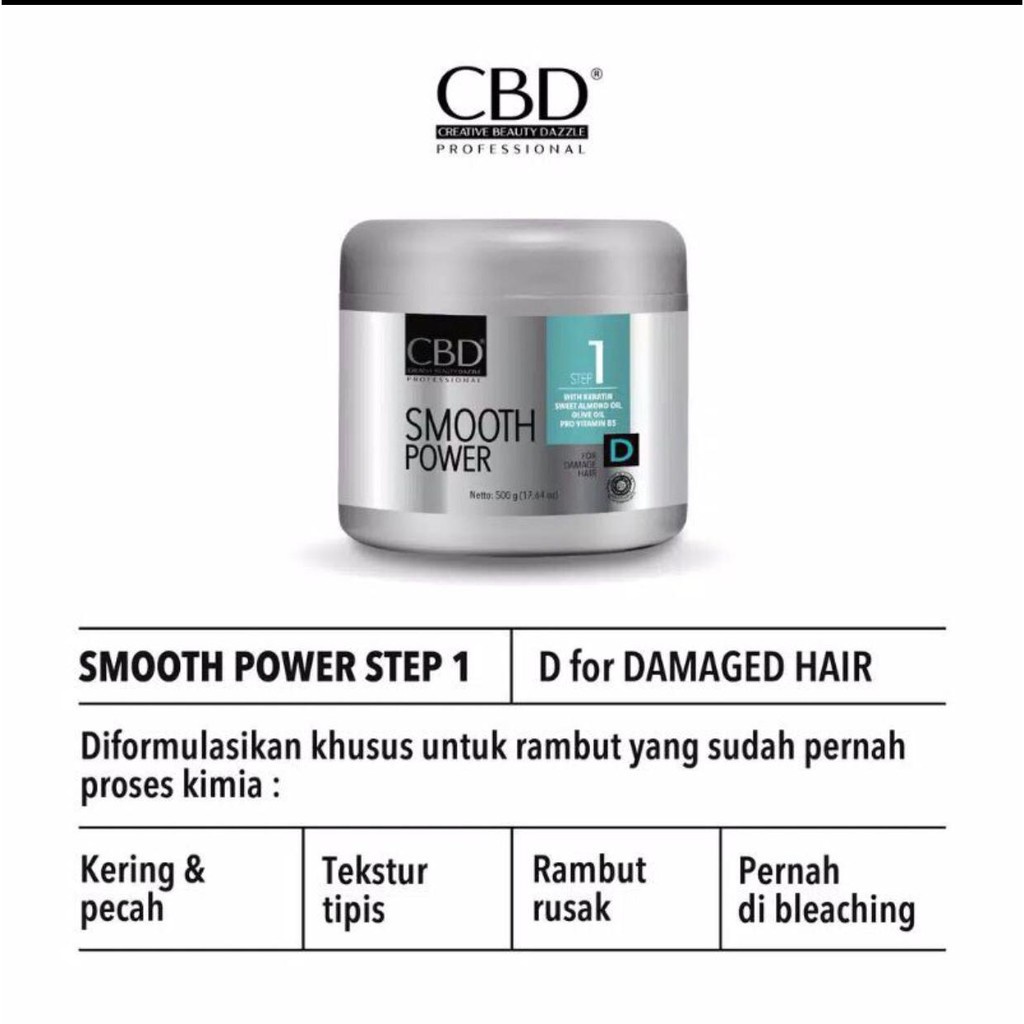 CBD Smooth Power Keratin Step 1 Pelurus Rambut Smoothing Damaged Hair 500gr Original BPOM