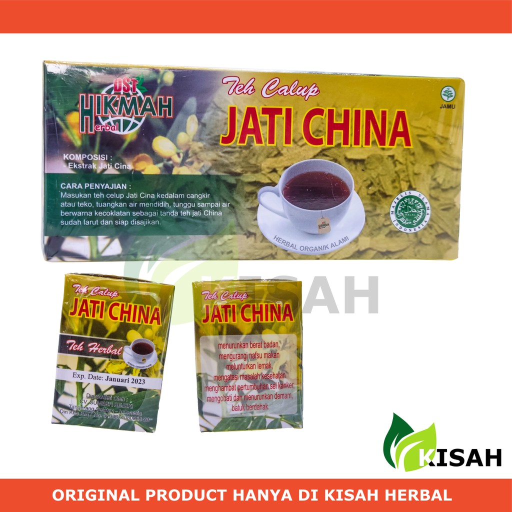 HIKMAH Teh Jati Cina Celup 20 Kantong - Teh Herbal Celup Pelangsing Alami Mengatasi Obesitas