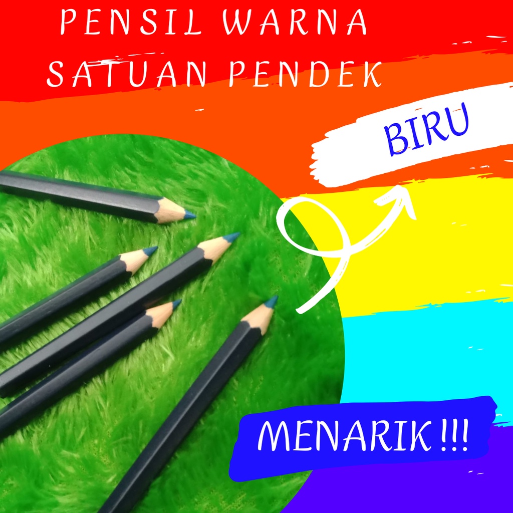 

Satuan Pensil Warna Pendek Biru Blue Pencil Colour High Quality Empuk ECO Satuan Warna Warni Murah Meriah Bandung Mewarnai Menggambar