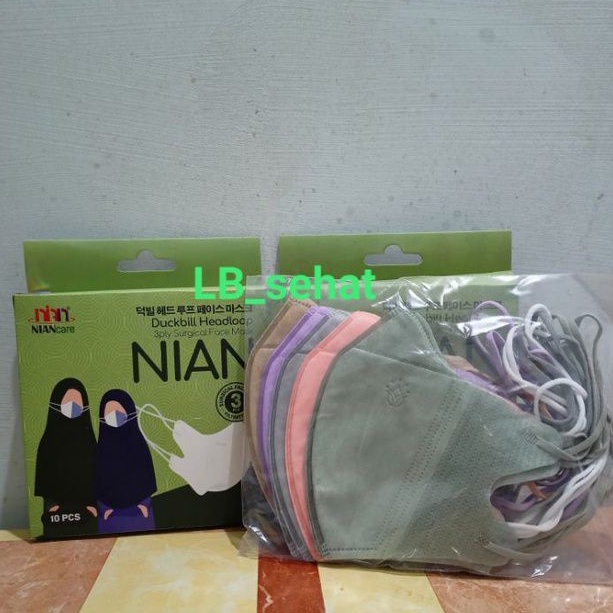 Masker Duckbill Hijab Dewasa Mix 5 Warna Pastel Isi 10 Pcs/Masker Medis Duckbill Dewasa Headloop
