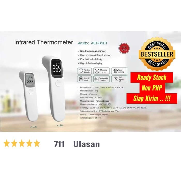 BBLOVE Thermometer Suhu Tubuh Digital Infrared Non Contact Dahi Tembak Bayi Tubuh Gun Tembak