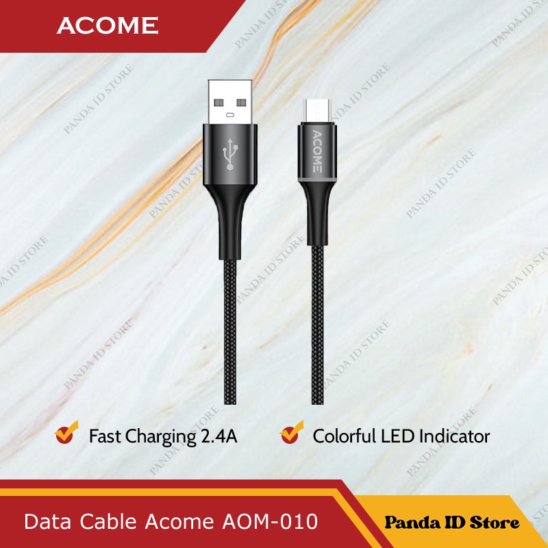 Acome AOM010 Kabel Data Cable 2.4A Micro USB Halo Colorful LED Fast Charging