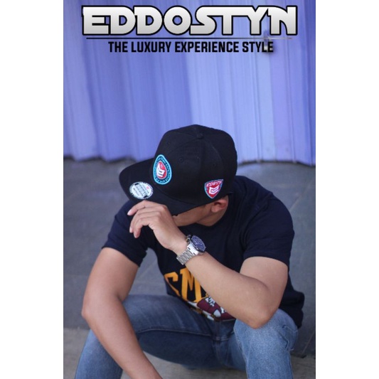 Topi Snapback Original Premium Distro EDSTN Unisex Outdor COD/Topi Pria/Topi Bulat Biru Hitam