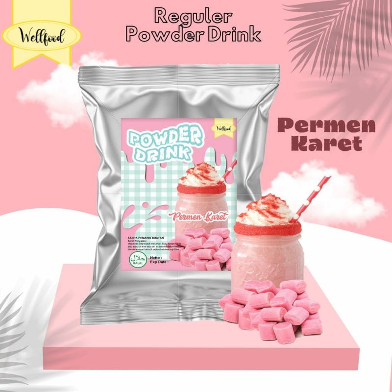 

Bubuk es permen karet rasa strawberry coton candy