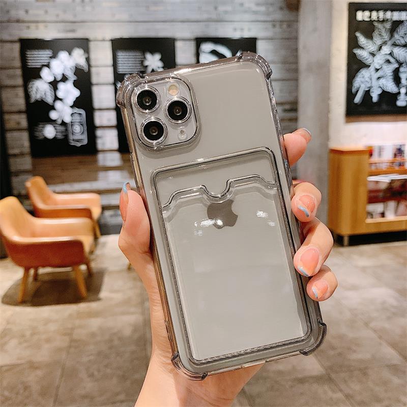 Card Holder Phone Case Samsung A32 A52 A72 A10s A22 A12 M12 A51 A03s A21s A02s A50 A50s A30s Shockproof Clear Soft TPU Back Cover-Y3(Gray)