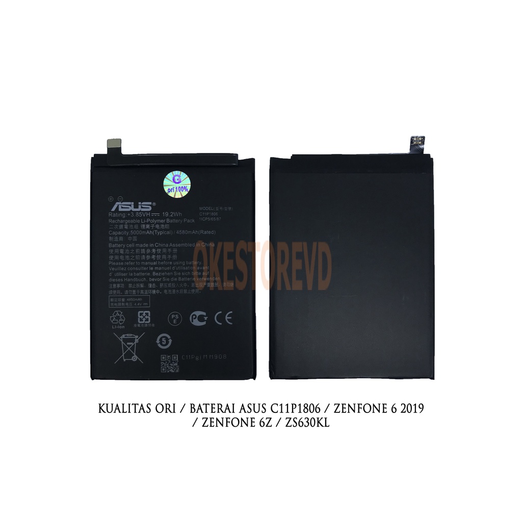 KUALITAS ORI / BATERAI ASUS C11P1806 / BATRE ZENFONE 6 2019 / BATERE ZENFONE 6Z / ZS630KL
