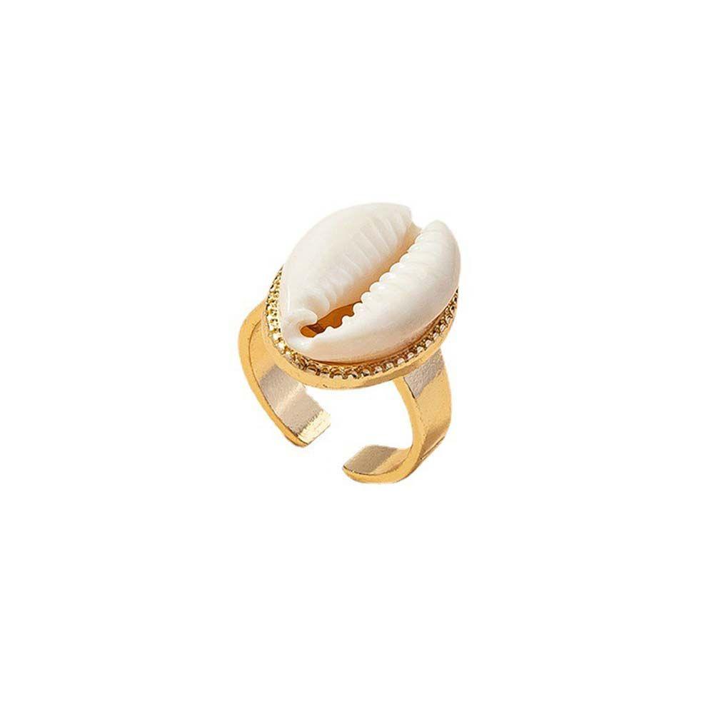 Mxbeauty Cincin Shell Putih Peri Retro Geometri Pantai Cincin Fritillary Sederhana Cincin Gaya Korea